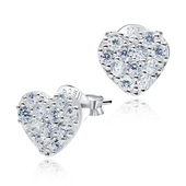 Shinning Pattern Heart Silver Stud Earring STS-2241